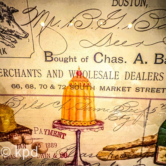 Vintage 1889 Boston Invoice Wall Art, Framed Antique Ephemera - Picture 3 of 9